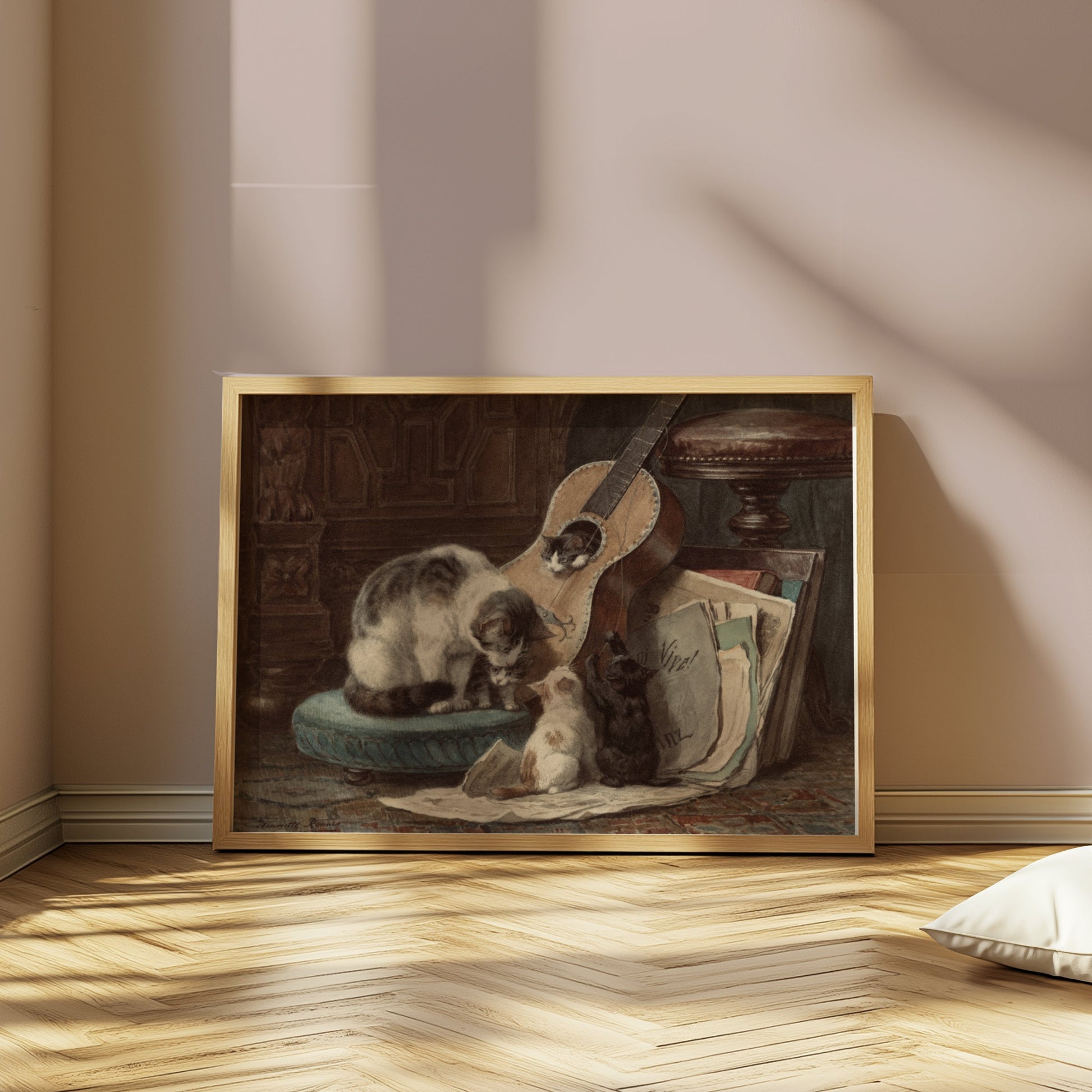 Premium Poster of Adorable Cats with Guitar Art Print Posters