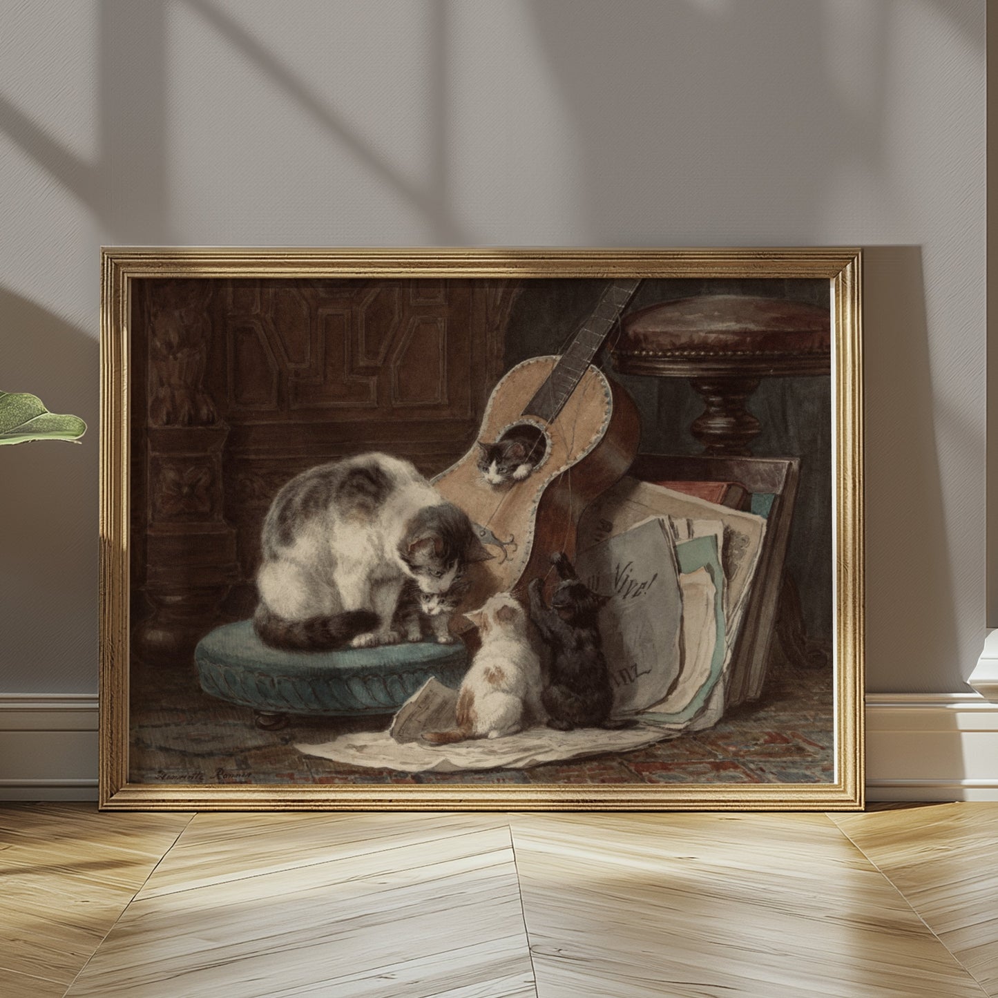 Premium Poster of Adorable Cats with Guitar Art Print Posters