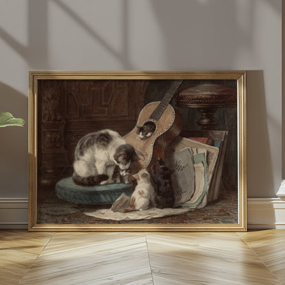Premium Poster of Adorable Cats with Guitar Art Print Posters