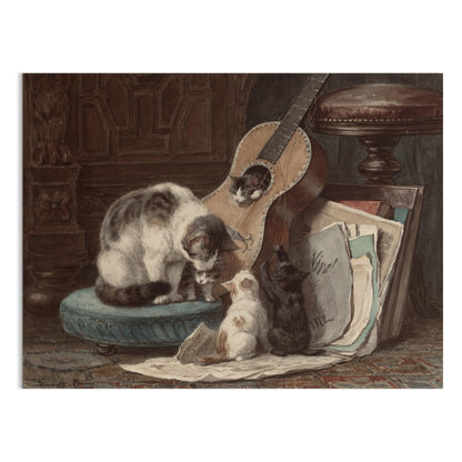 Premium Poster of Adorable Cats with Guitar Art Print Posters