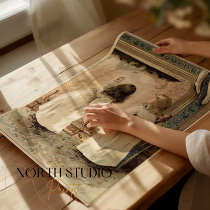 Premium Poster of Adorable Children by Fireplace Woolson Spice Co Posters