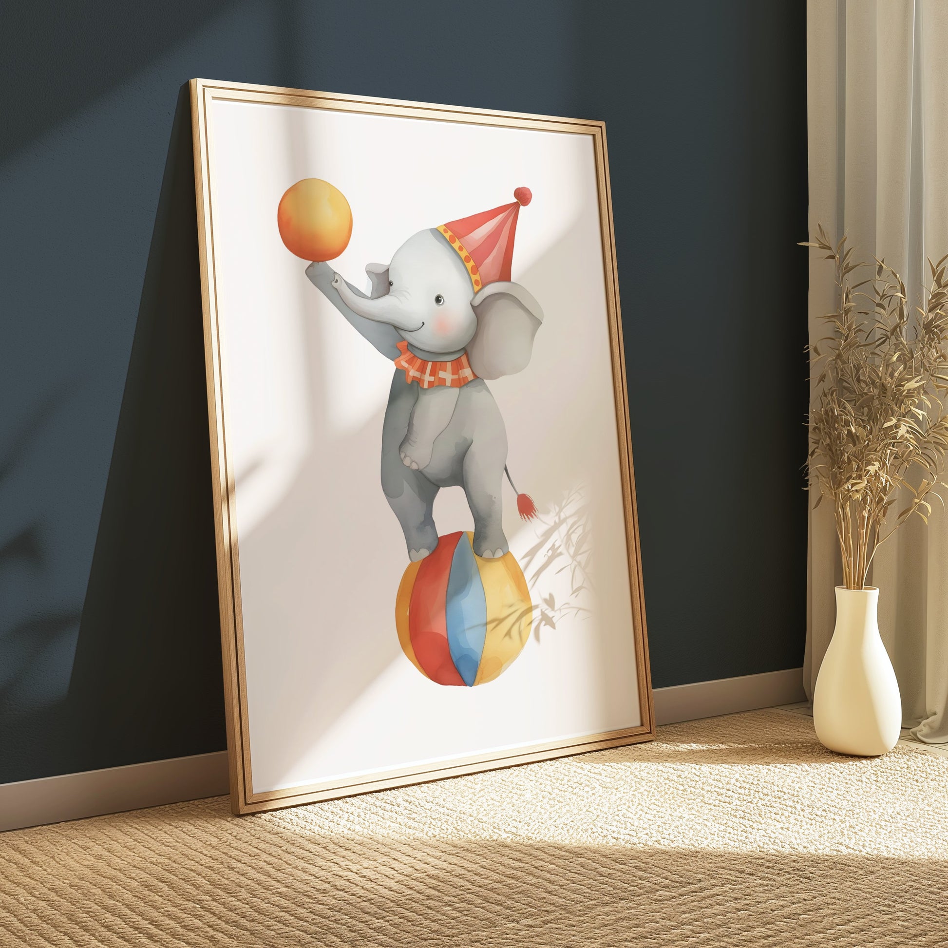 Premium Poster of Adorable Circus Elephant Balancing on Ball Posters