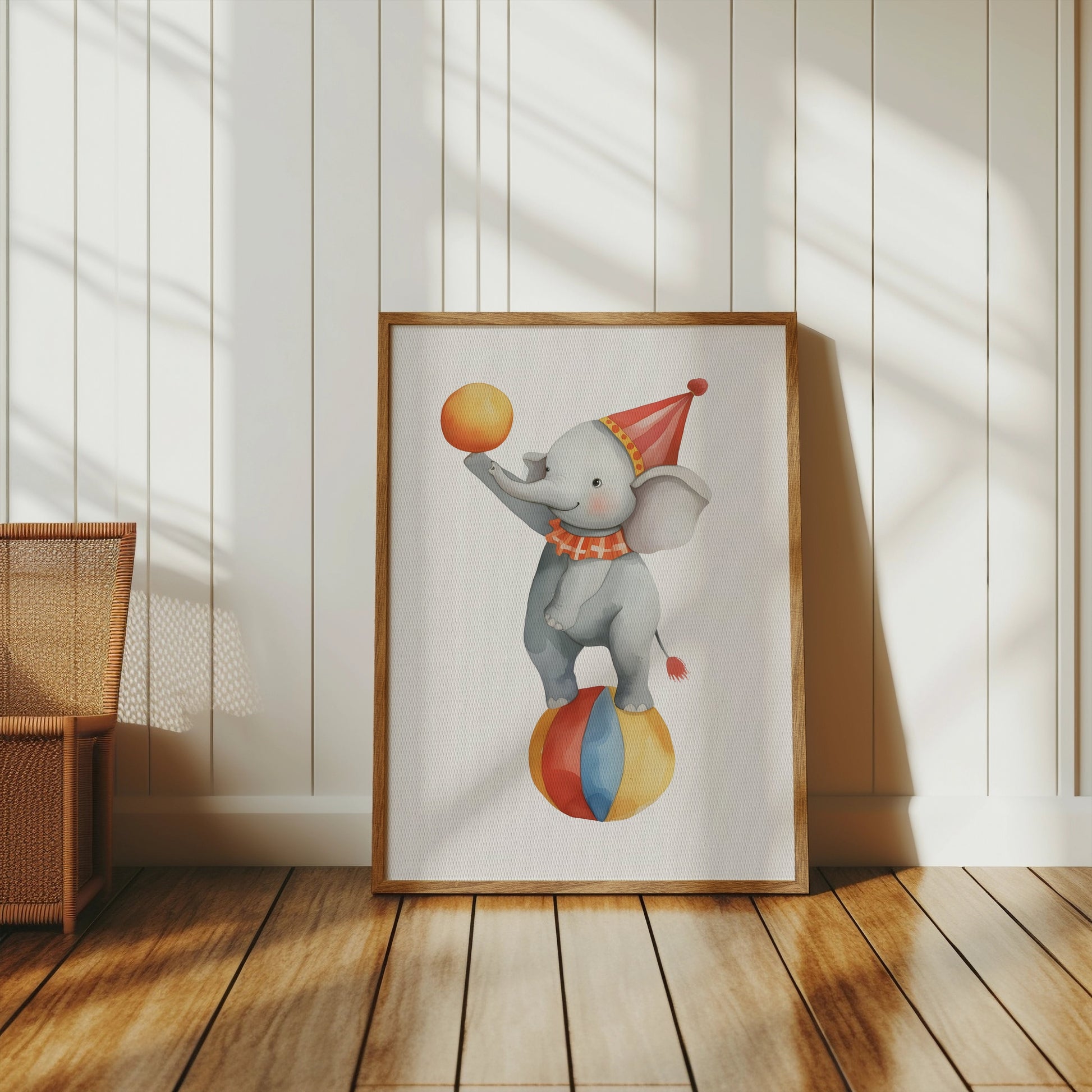 Premium Poster of Adorable Circus Elephant Balancing on Ball Posters