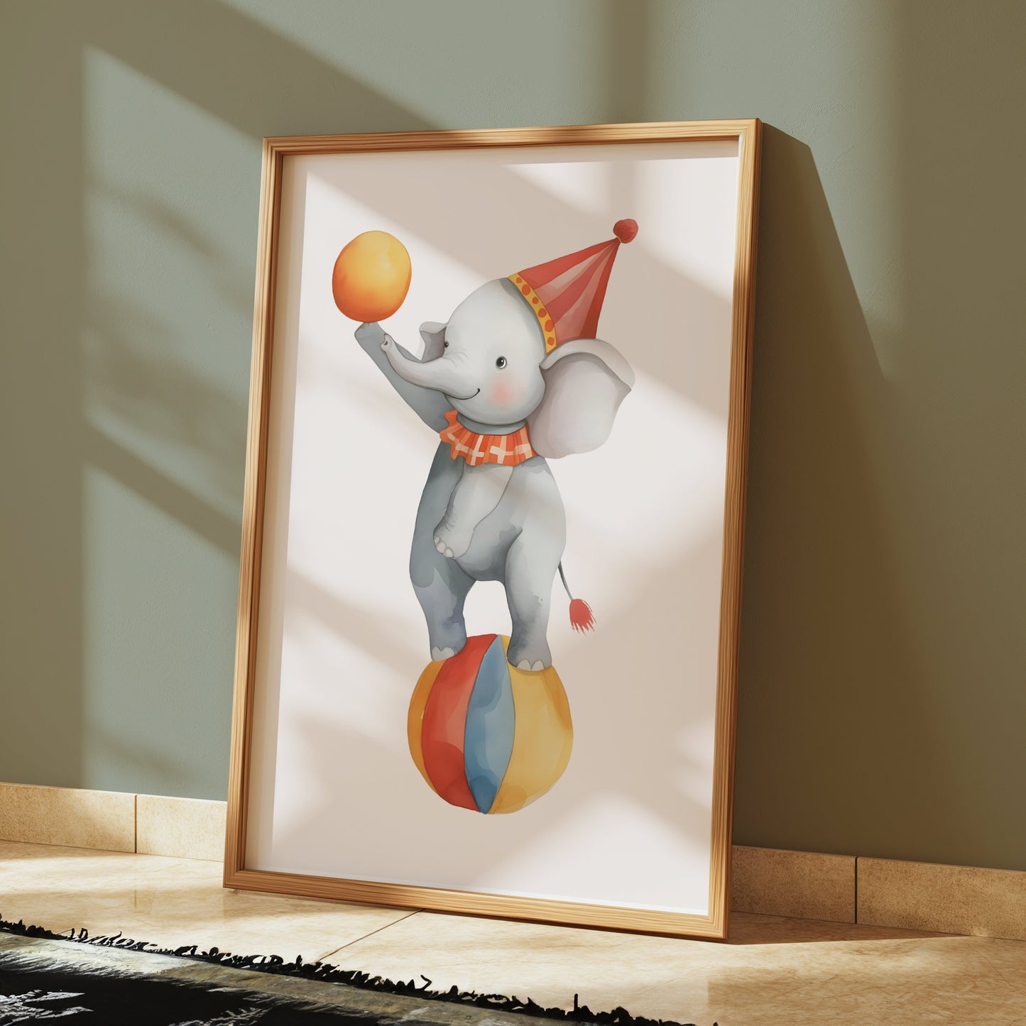 Premium Poster of Adorable Circus Elephant Balancing on Ball Posters