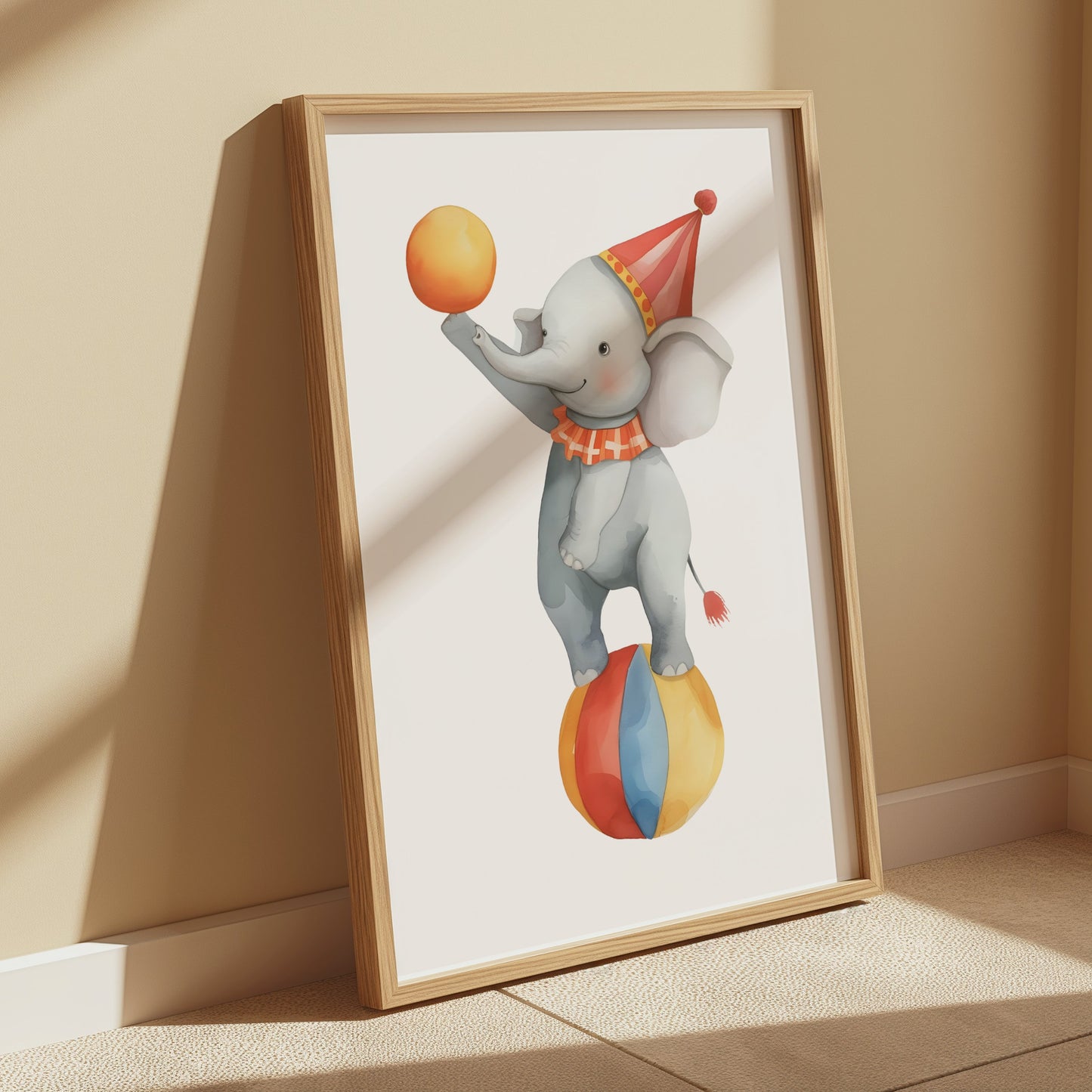 Premium Poster of Adorable Circus Elephant Balancing on Ball Posters