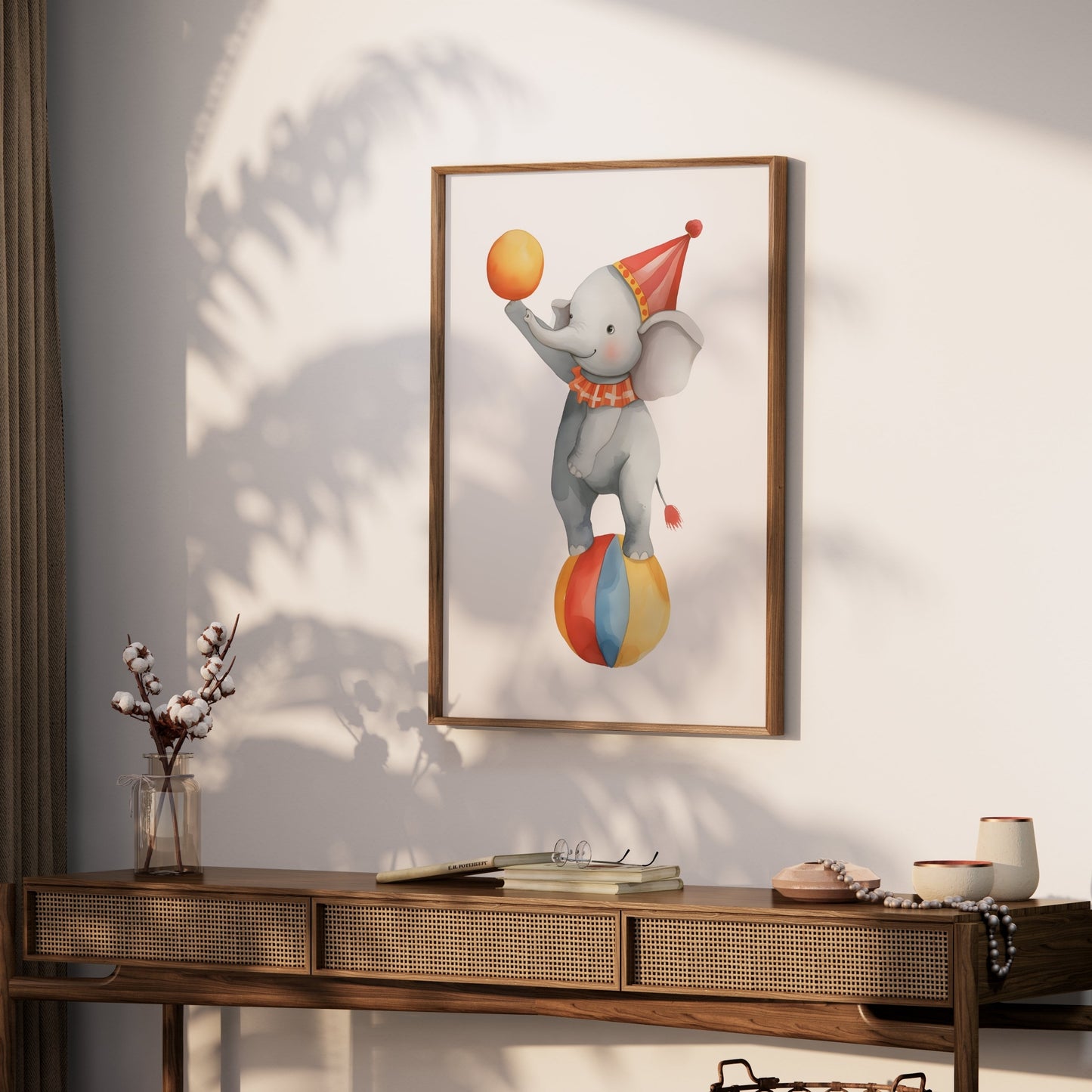 Premium Poster of Adorable Circus Elephant Balancing on Ball Posters