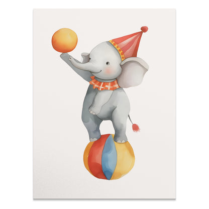 Premium Poster of Adorable Circus Elephant Balancing on Ball Posters