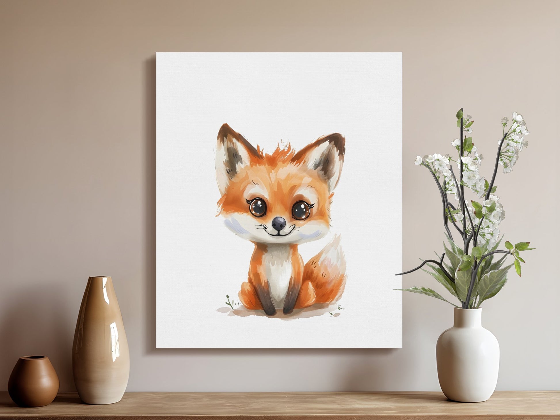 Premium Poster of Adorable Cute Fox Nursery Wall Art Canvas Wraps
