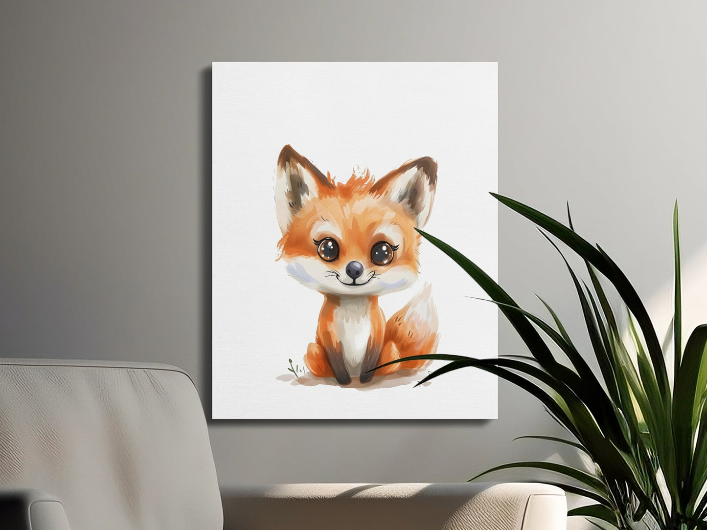 Premium Poster of Adorable Cute Fox Nursery Wall Art Canvas Wraps