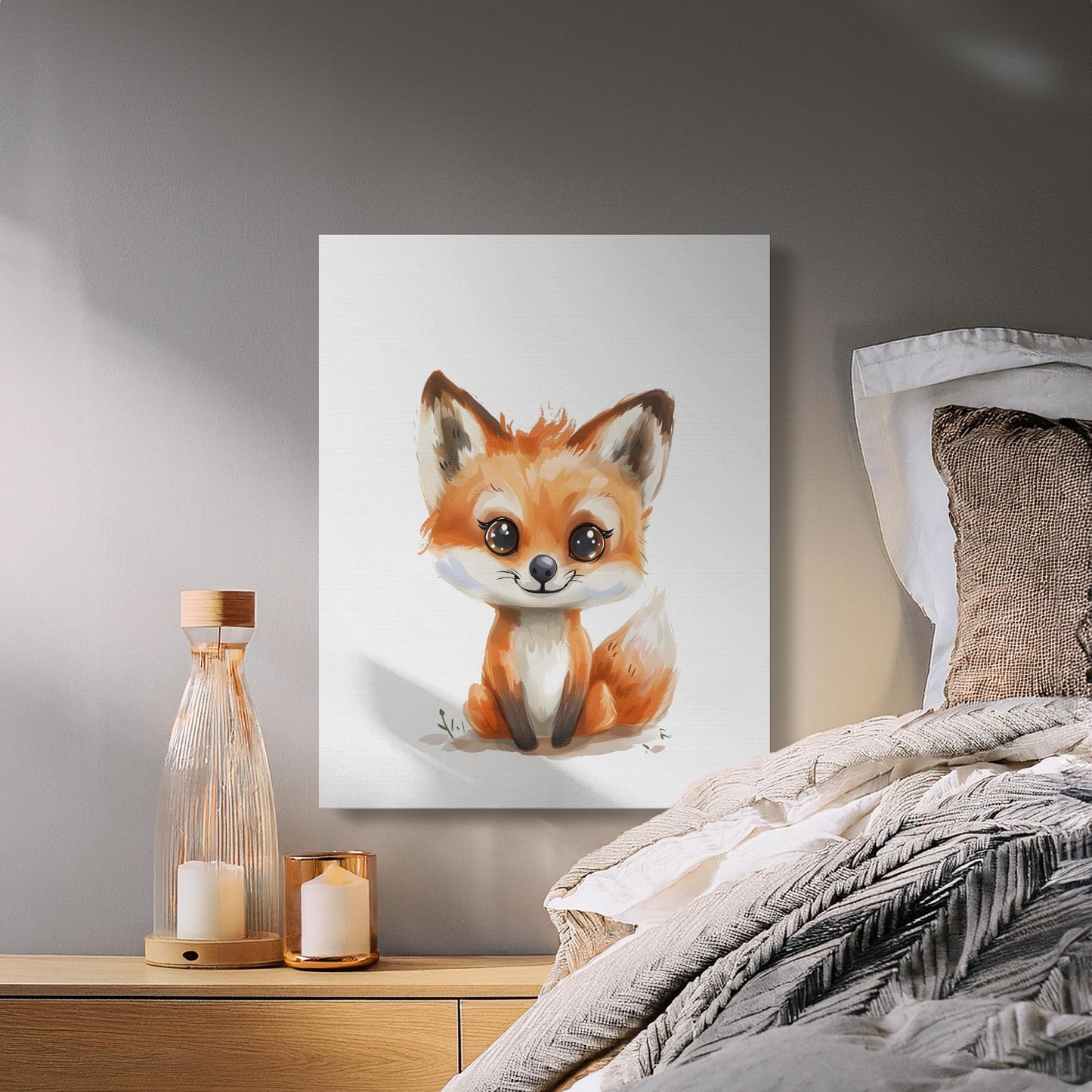 Premium Poster of Adorable Cute Fox Nursery Wall Art Canvas Wraps