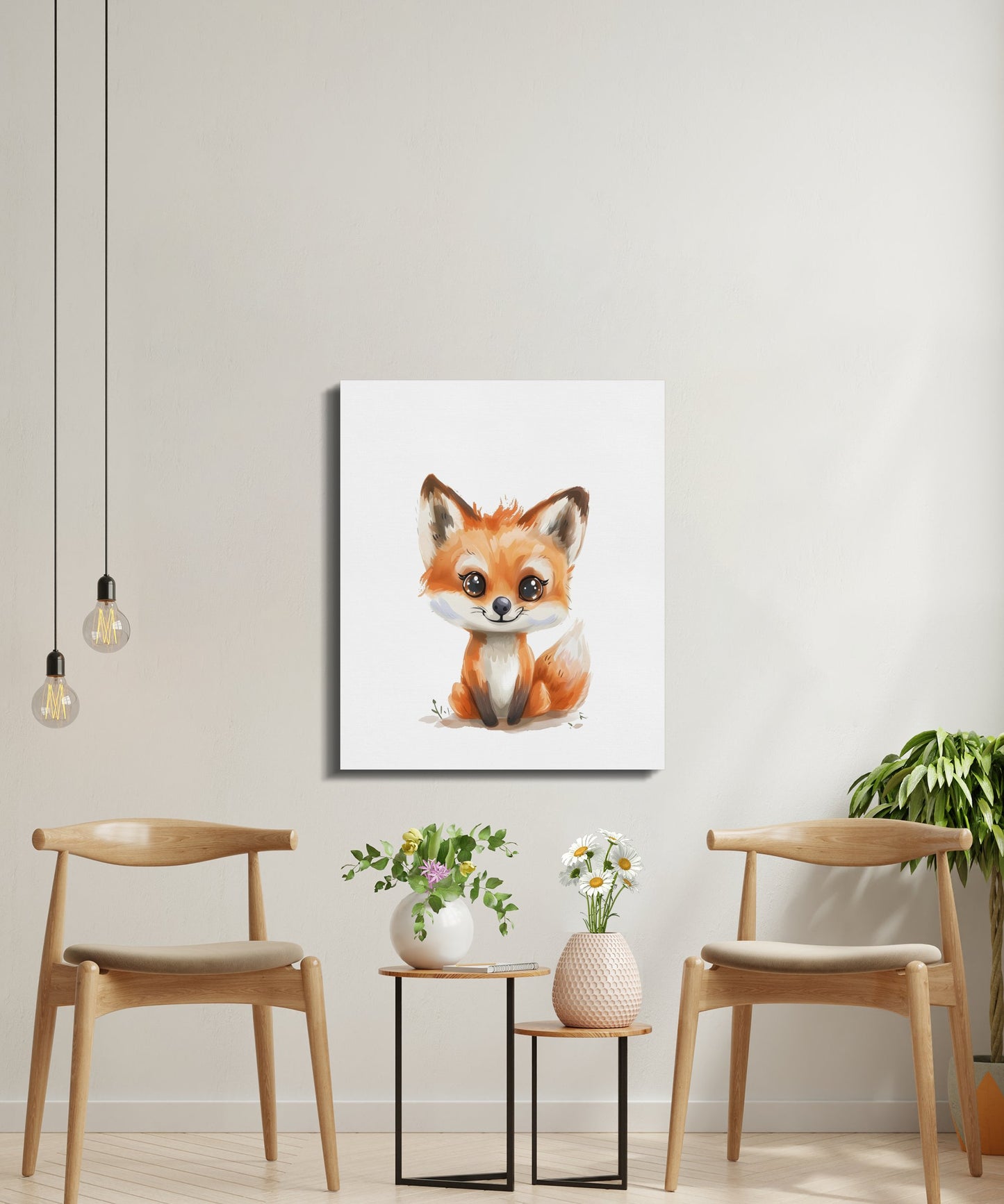 Premium Poster of Adorable Cute Fox Nursery Wall Art Canvas Wraps
