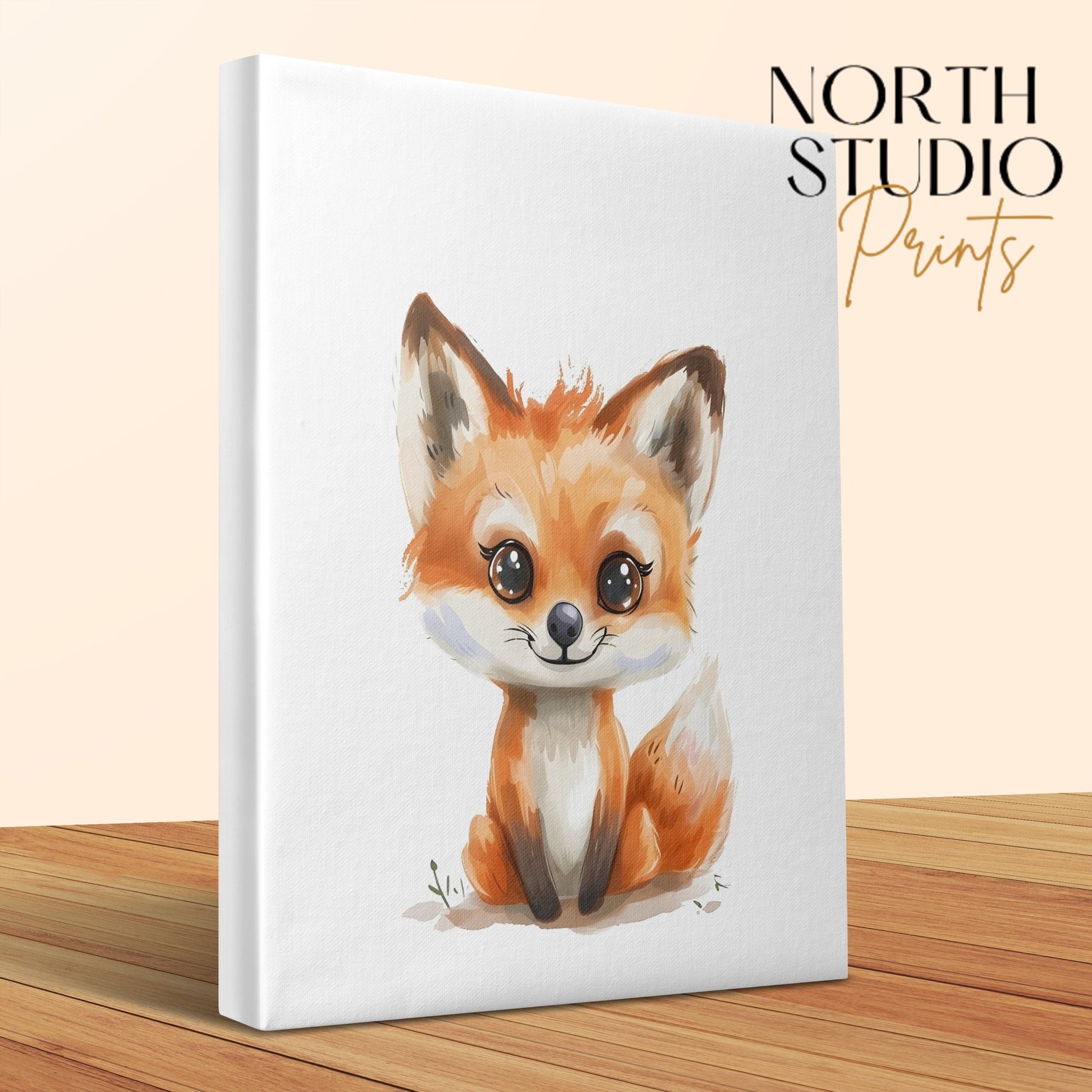 Premium Poster of Adorable Cute Fox Nursery Wall Art Canvas Wraps