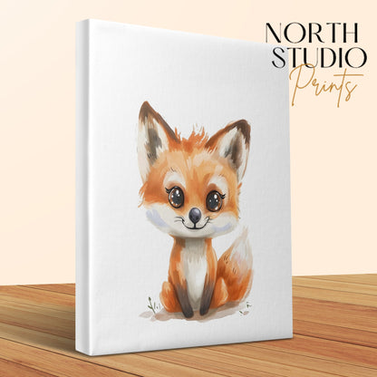 Premium Poster of Adorable Cute Fox Nursery Wall Art Canvas Wraps