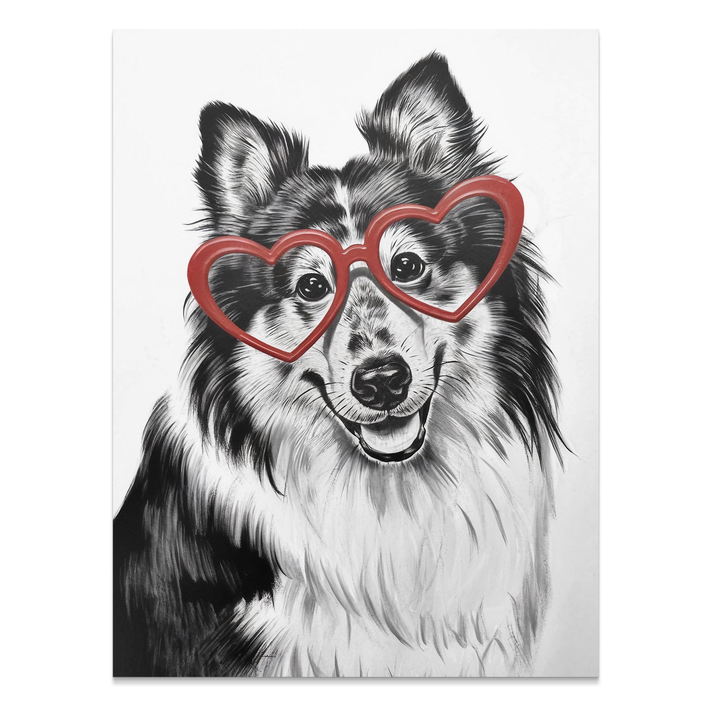 Premium Poster of Adorable Dog With Heart Shaped Glasses Print Posters