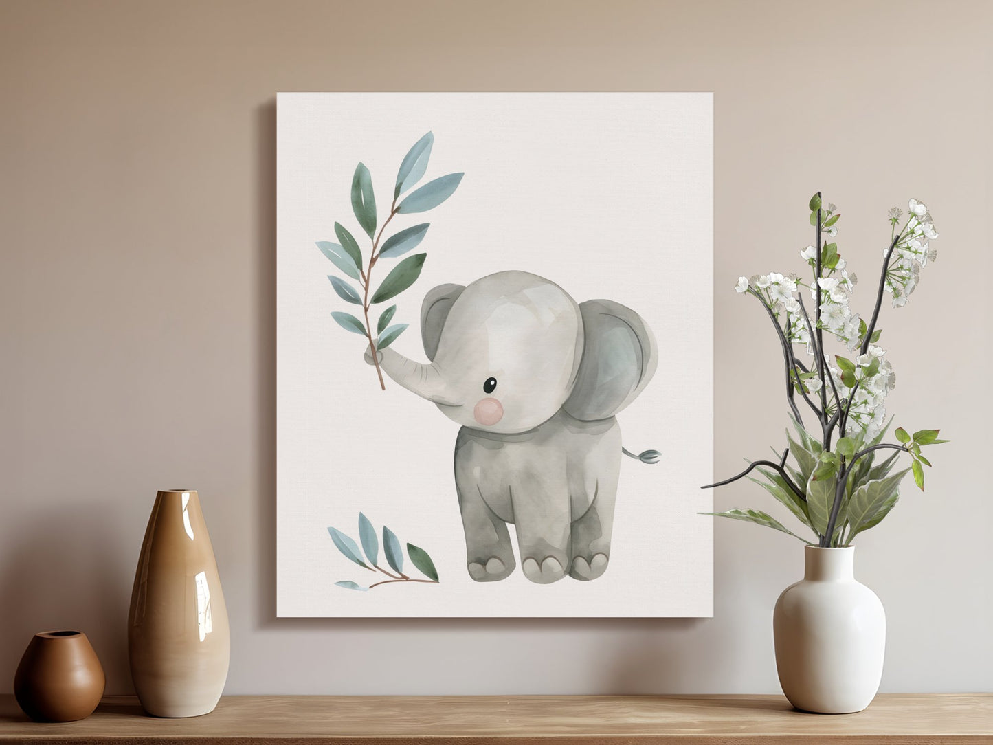 Premium Poster of Adorable Elephant Nursery Wall Art Canvas Wraps