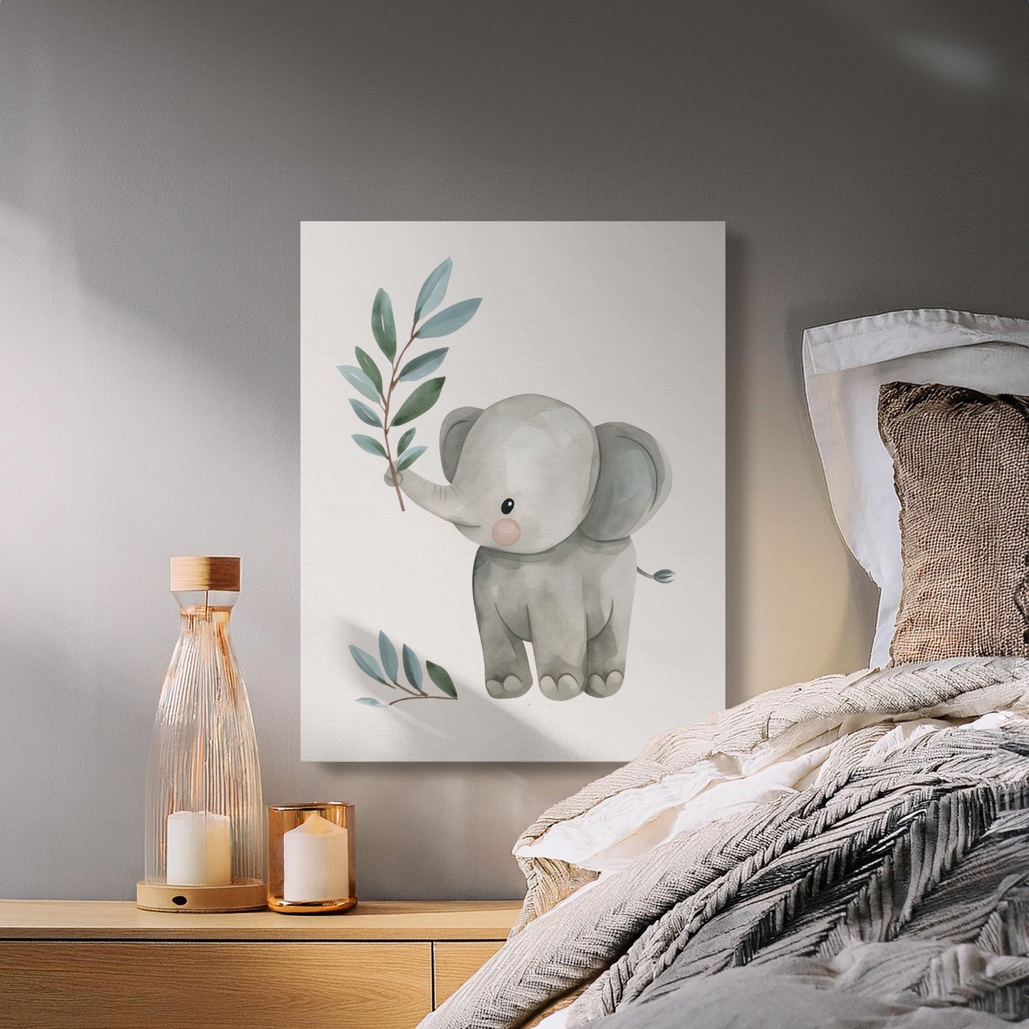 Premium Poster of Adorable Elephant Nursery Wall Art Canvas Wraps