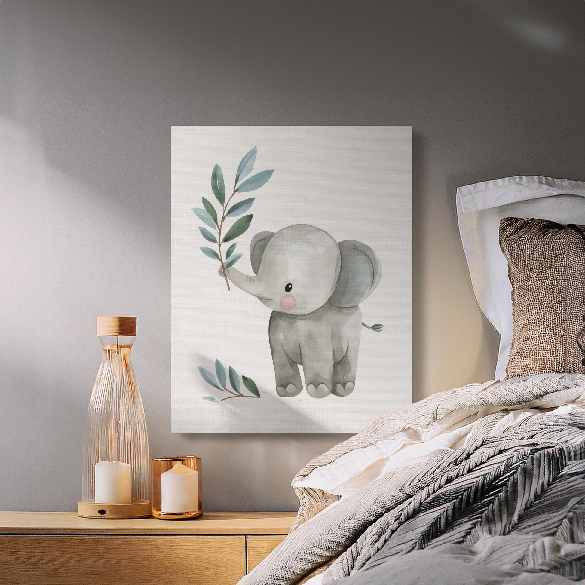 Premium Poster of Adorable Elephant Nursery Wall Art Canvas Wraps