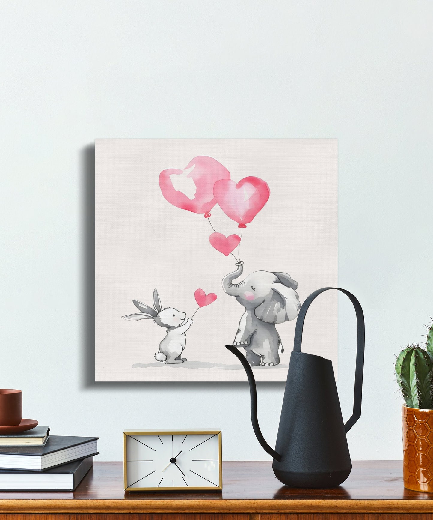 Premium Poster of Adorable Elephant and Bunny Nursery Canvas Wraps