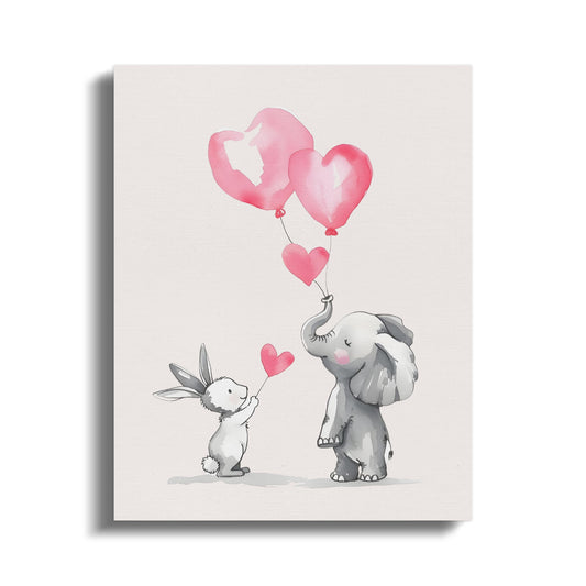 Premium Poster of Adorable Elephant and Bunny Nursery Canvas Wraps
