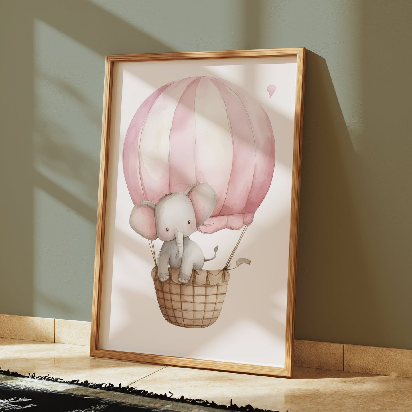 Premium Poster of Adorable Elephant in Hot Air Balloon Kids Posters