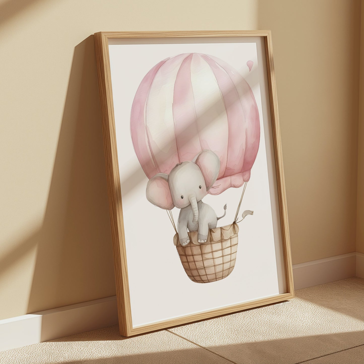 Premium Poster of Adorable Elephant in Hot Air Balloon Kids Posters
