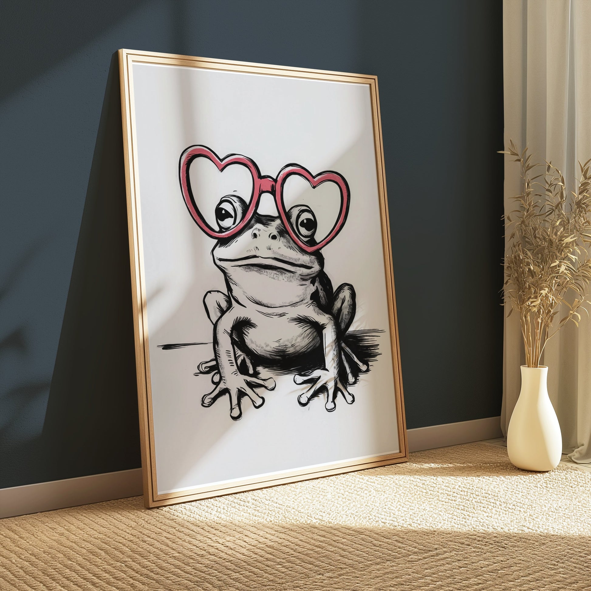 Premium Poster of Adorable Frog With Heart Glasses Posters