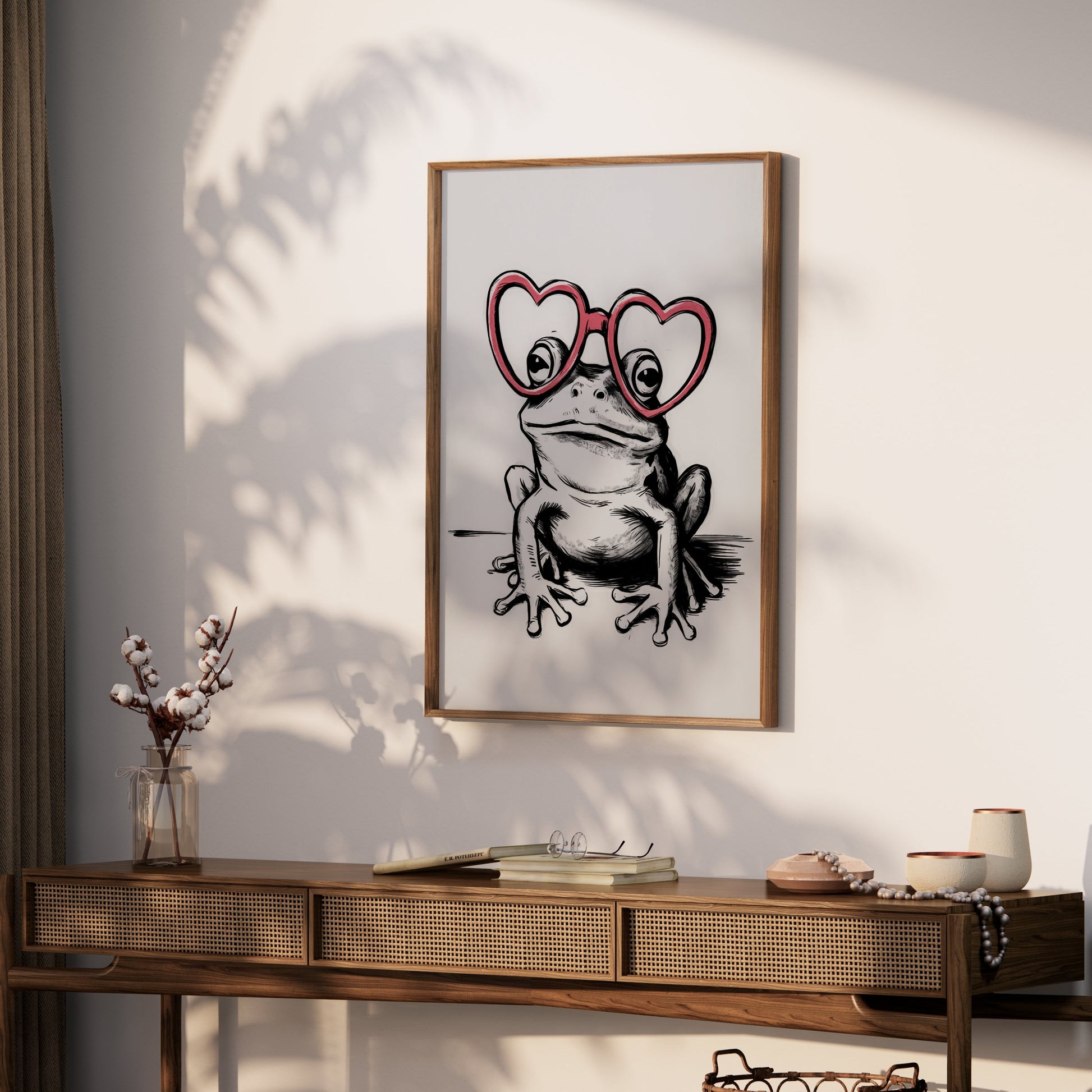 Premium Poster of Adorable Frog With Heart Glasses Posters