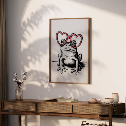 Premium Poster of Adorable Frog With Heart Glasses Posters