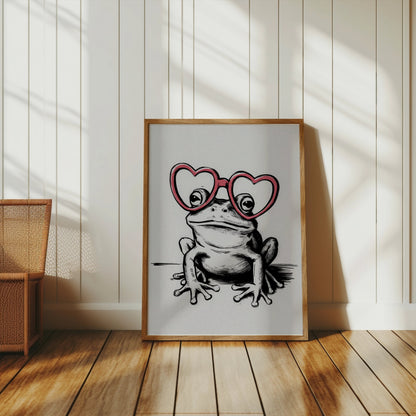 Premium Poster of Adorable Frog With Heart Glasses Posters