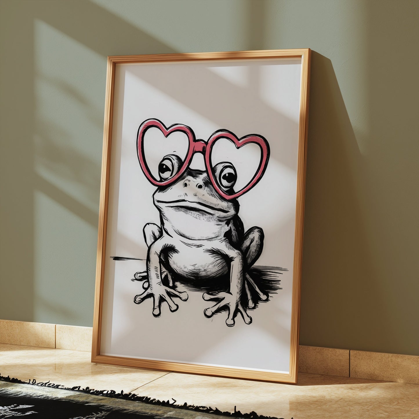 Premium Poster of Adorable Frog With Heart Glasses Posters