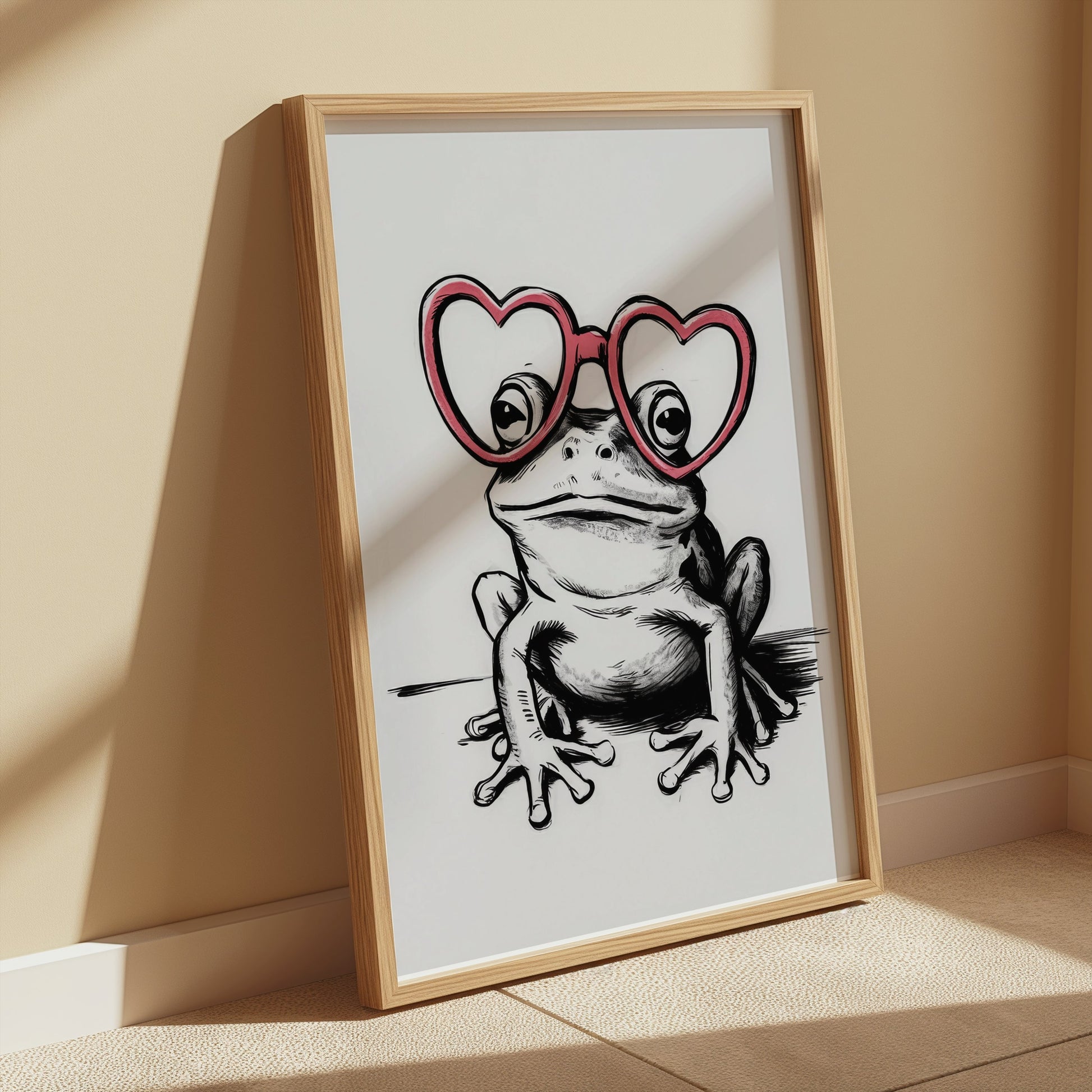 Premium Poster of Adorable Frog With Heart Glasses Posters