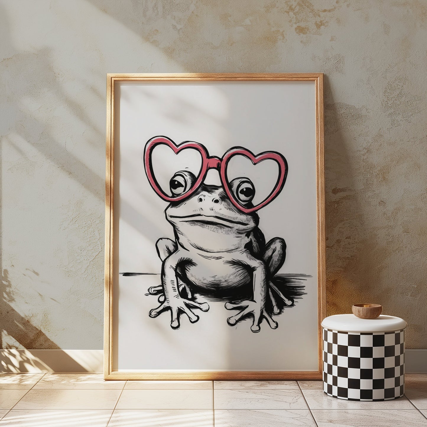 Premium Poster of Adorable Frog With Heart Glasses Posters