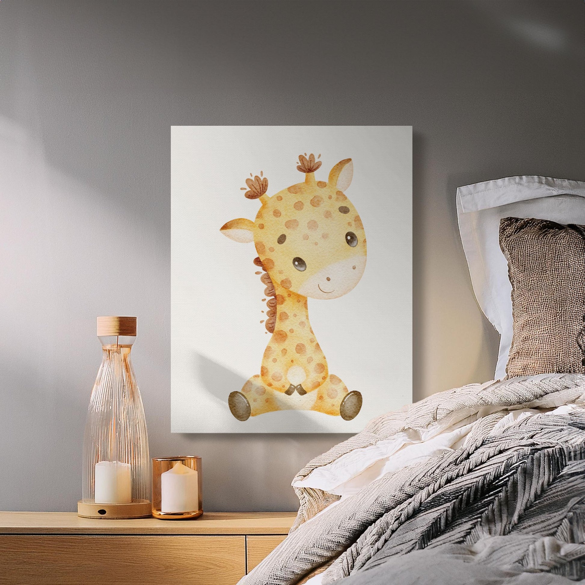 Premium Poster of Adorable Giraffe Nursery Wall Art Canvas Wraps