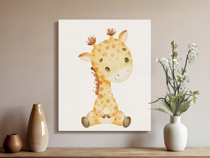 Premium Poster of Adorable Giraffe Nursery Wall Art Canvas Wraps