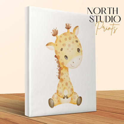 Premium Poster of Adorable Giraffe Nursery Wall Art Canvas Wraps