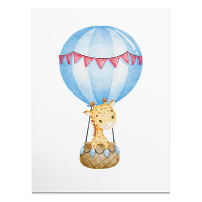 Premium Poster of Adorable Giraffe in Hot Air Balloon Baby Room Posters