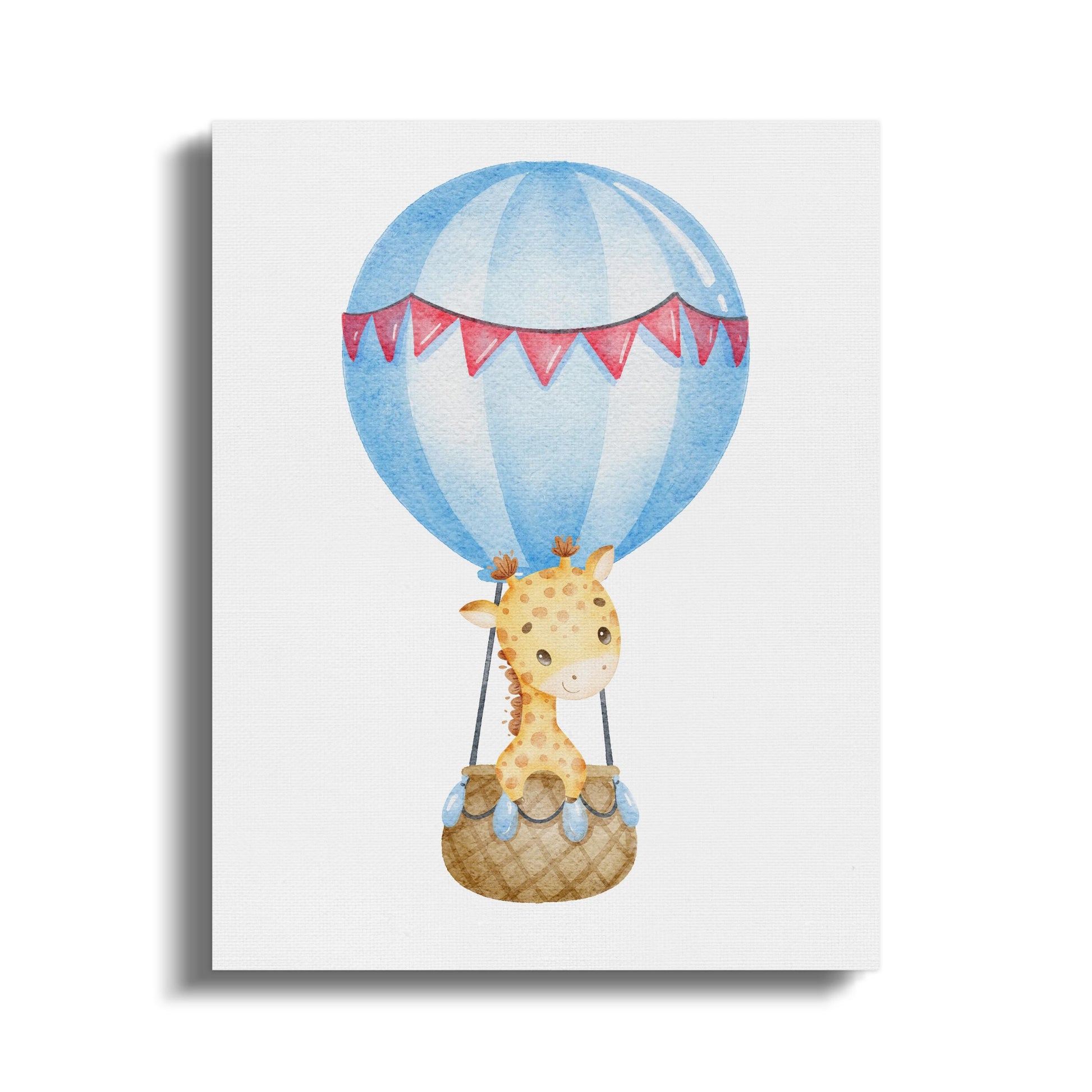 Premium Poster of Adorable Giraffe in Hot Air Balloon Nursery Canvas Wraps