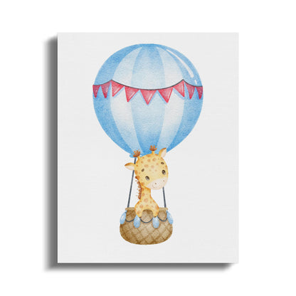 Premium Poster of Adorable Giraffe in Hot Air Balloon Nursery Canvas Wraps