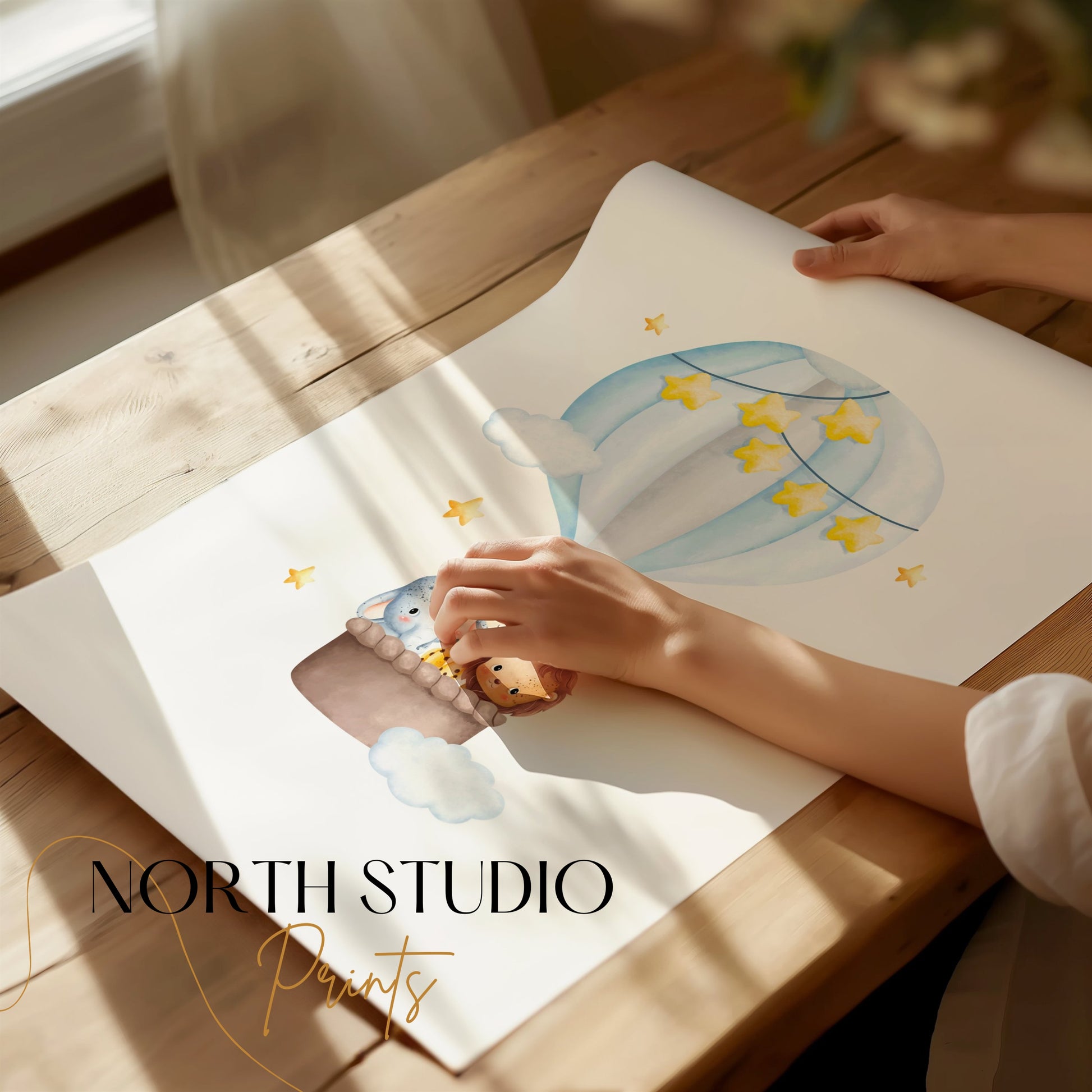 Premium Poster of Adorable Hot Air Balloon Animal Adventure Art Posters