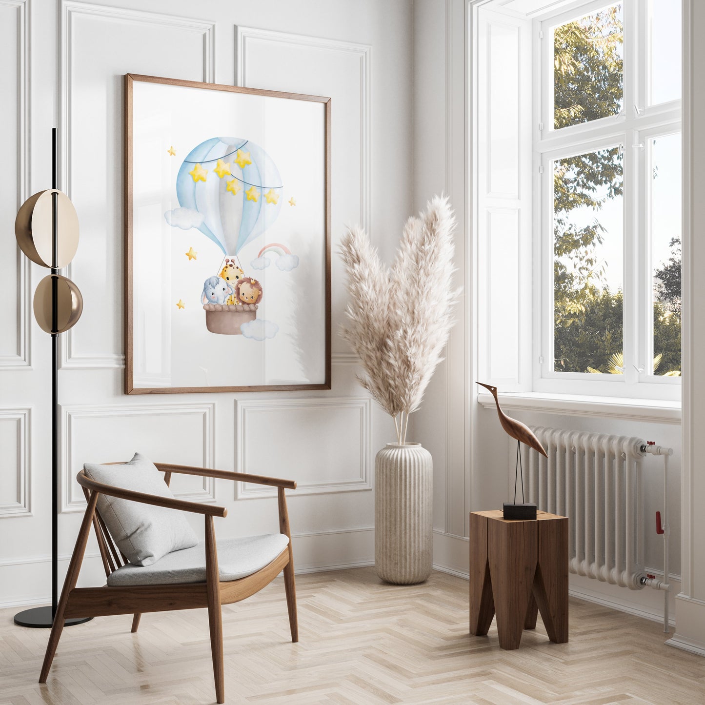 Premium Poster of Adorable Hot Air Balloon Animal Adventure Art Posters