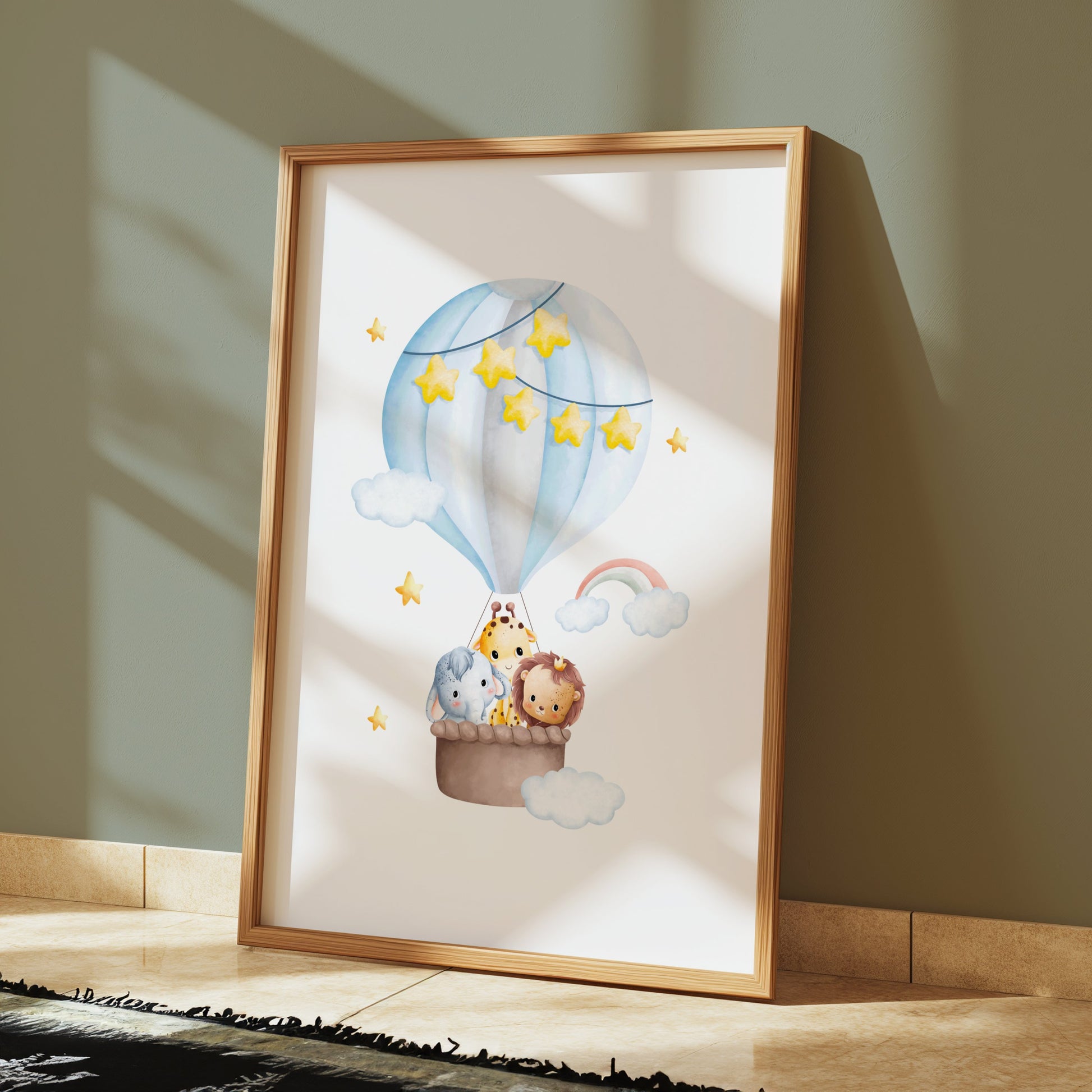 Premium Poster of Adorable Hot Air Balloon Animal Adventure Art Posters