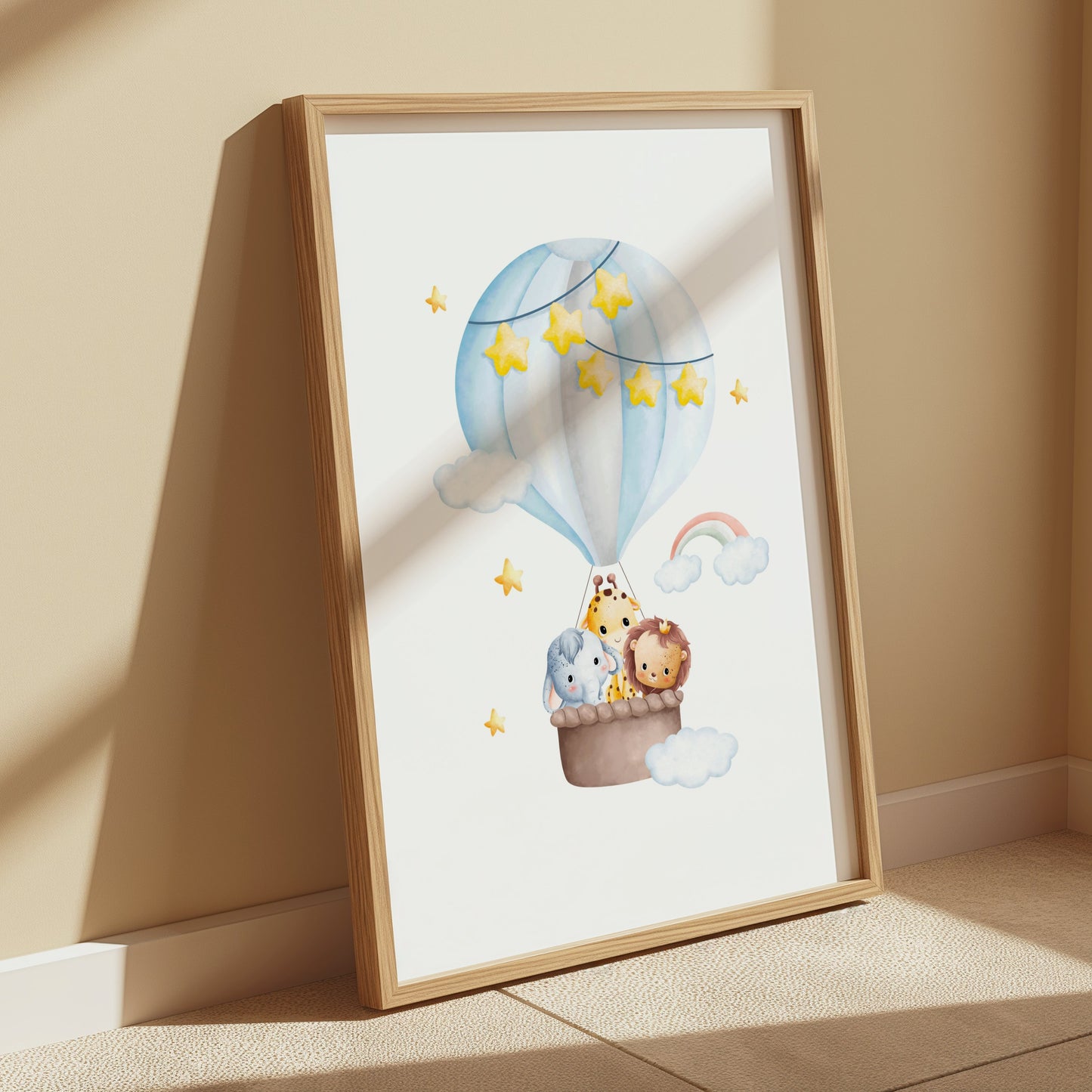 Premium Poster of Adorable Hot Air Balloon Animal Adventure Art Posters