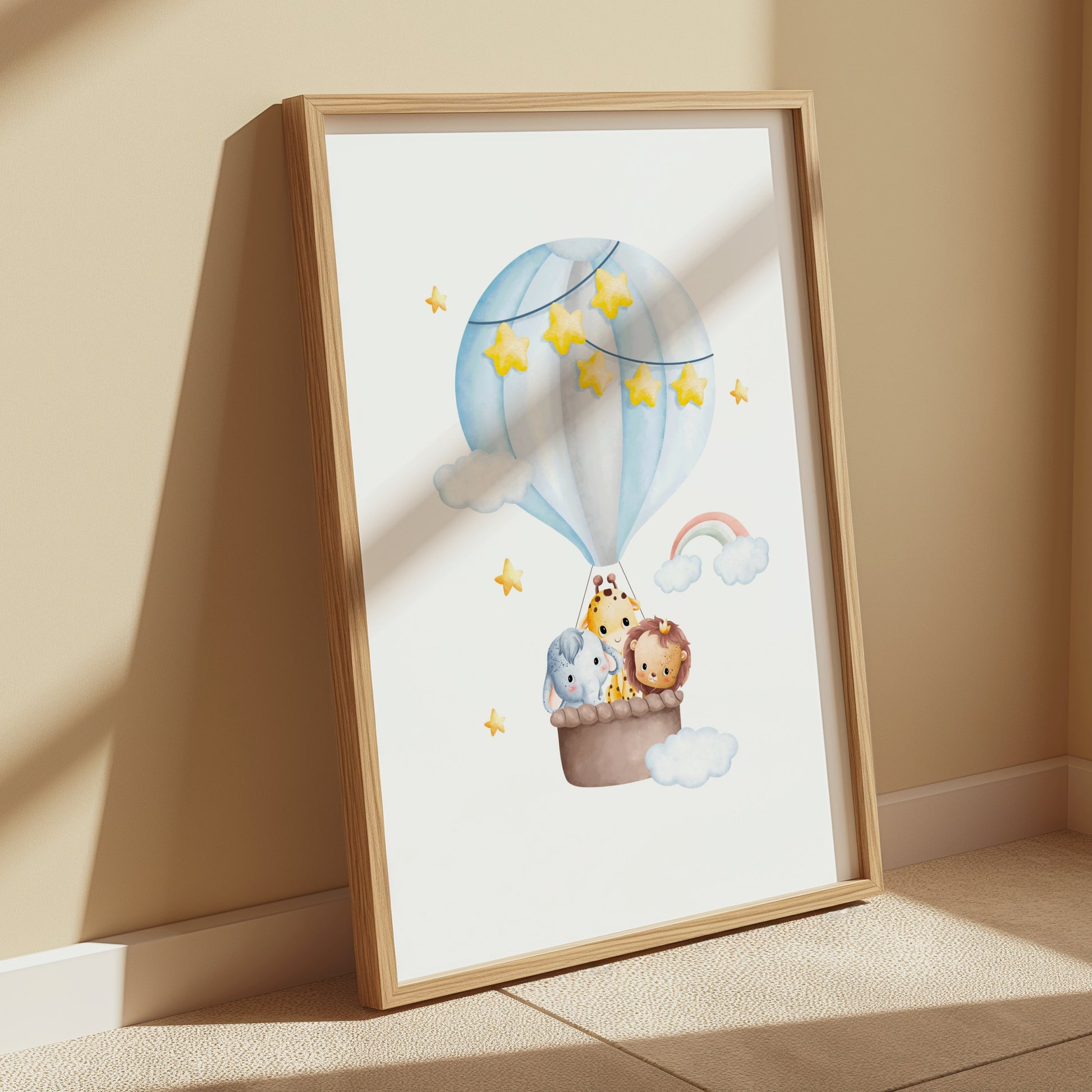 Premium Poster of Adorable Hot Air Balloon Animal Adventure Art Posters