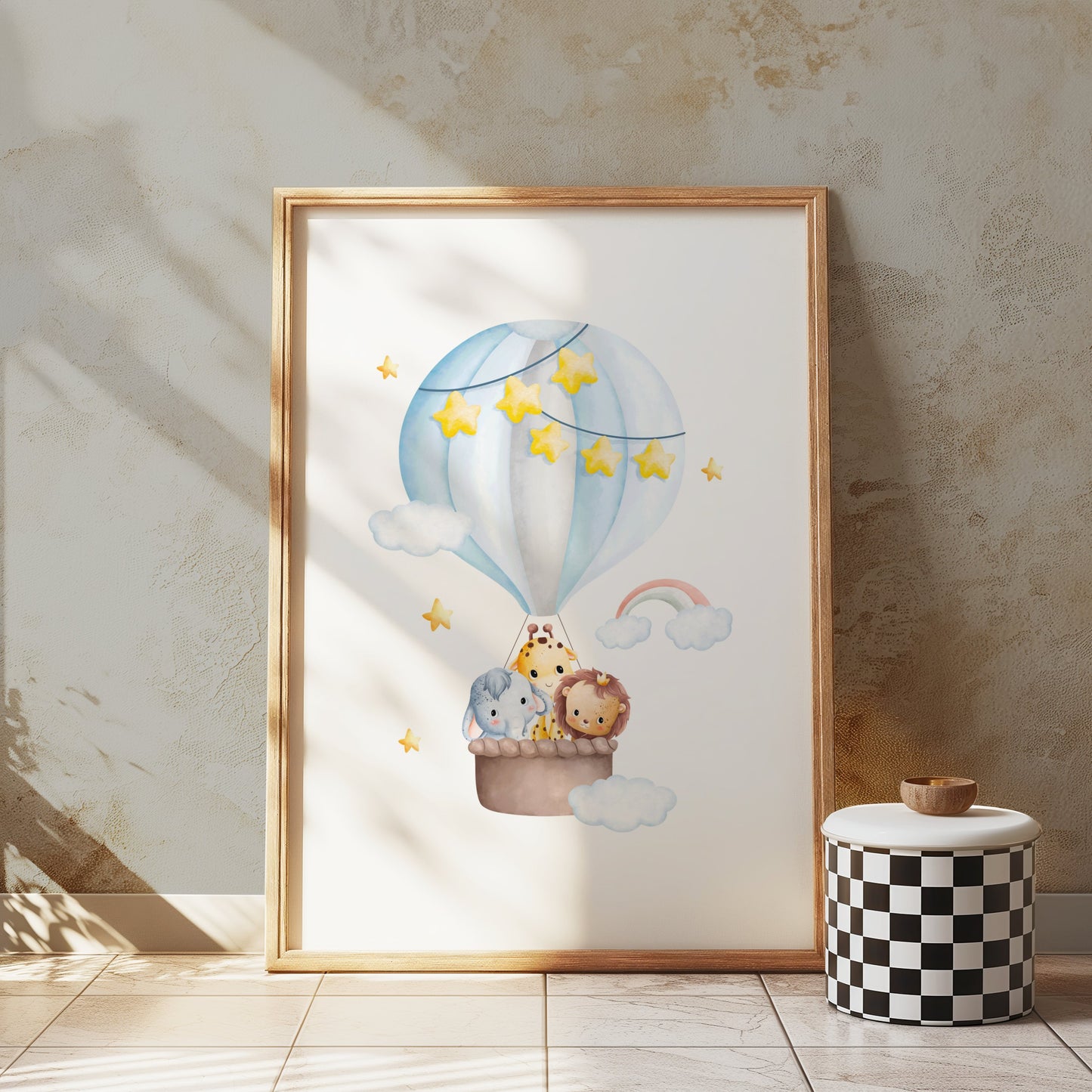 Premium Poster of Adorable Hot Air Balloon Animal Adventure Art Posters