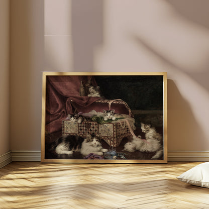 Premium Poster of Adorable Kittens Playing Near an Ornate Chest Posters
