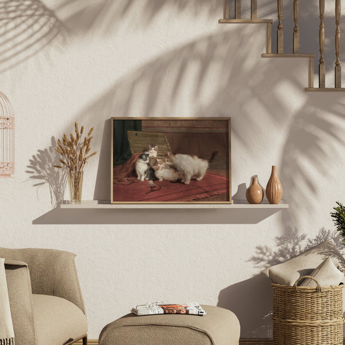 Premium Poster of Adorable Kittens Playing Together in a Cozy Room Posters