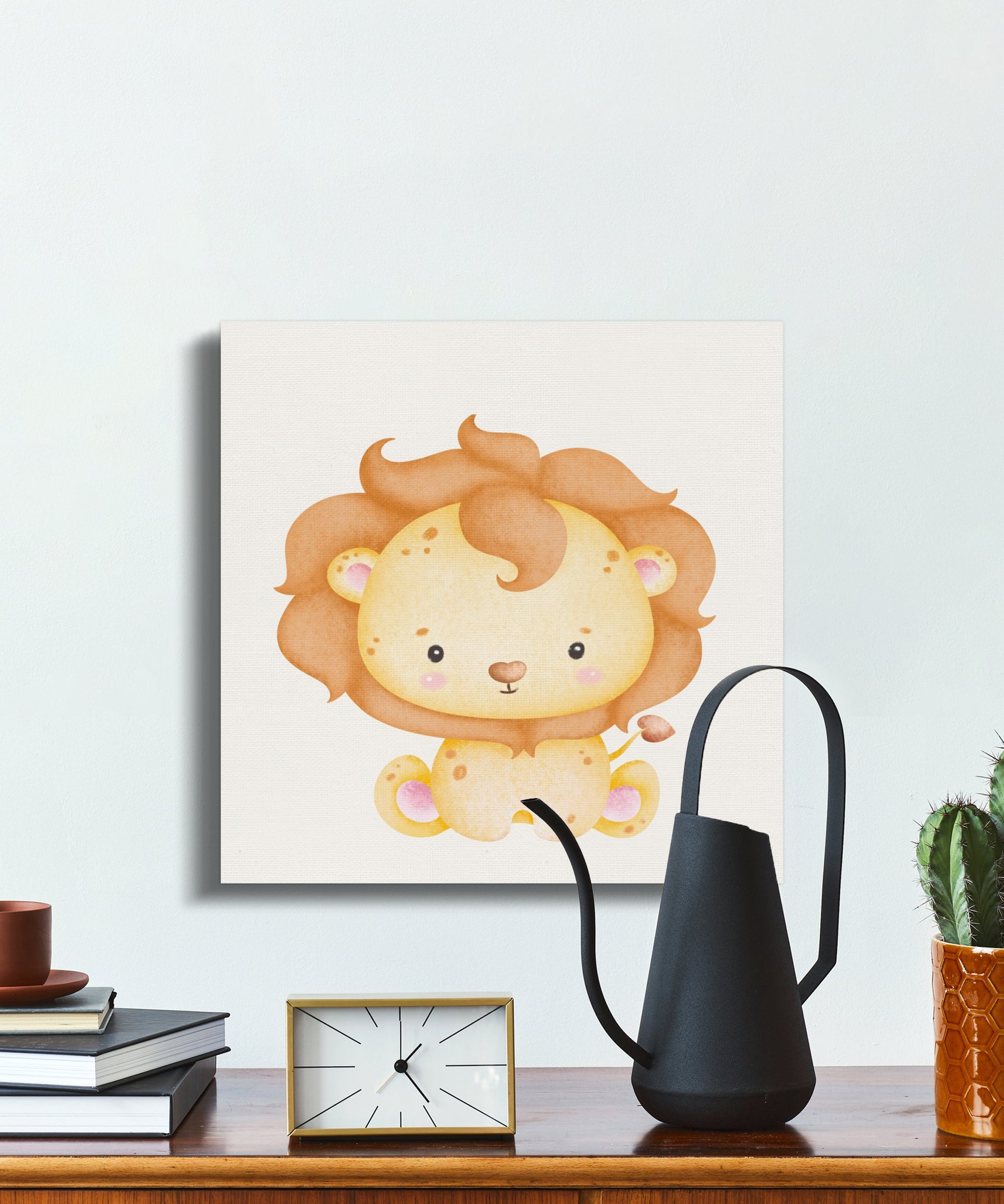 Premium Poster of Adorable Lion Cartoon Nursery Wall Art Canvas Wraps
