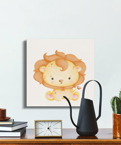 Premium Poster of Adorable Lion Cartoon Nursery Wall Art Canvas Wraps
