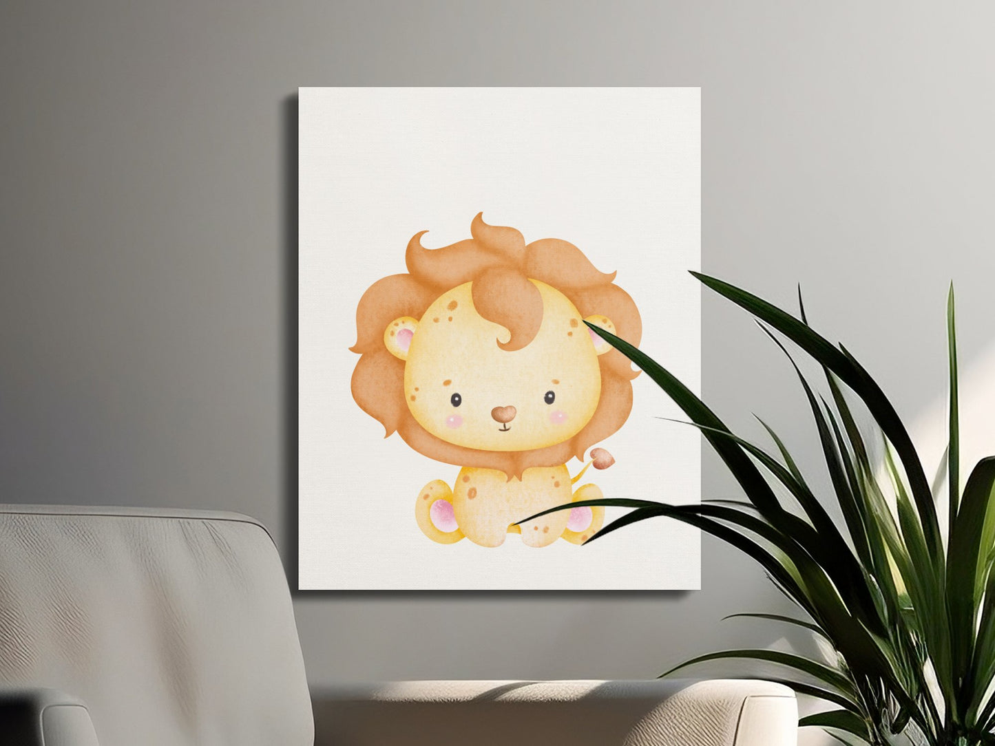 Premium Poster of Adorable Lion Cartoon Nursery Wall Art Canvas Wraps