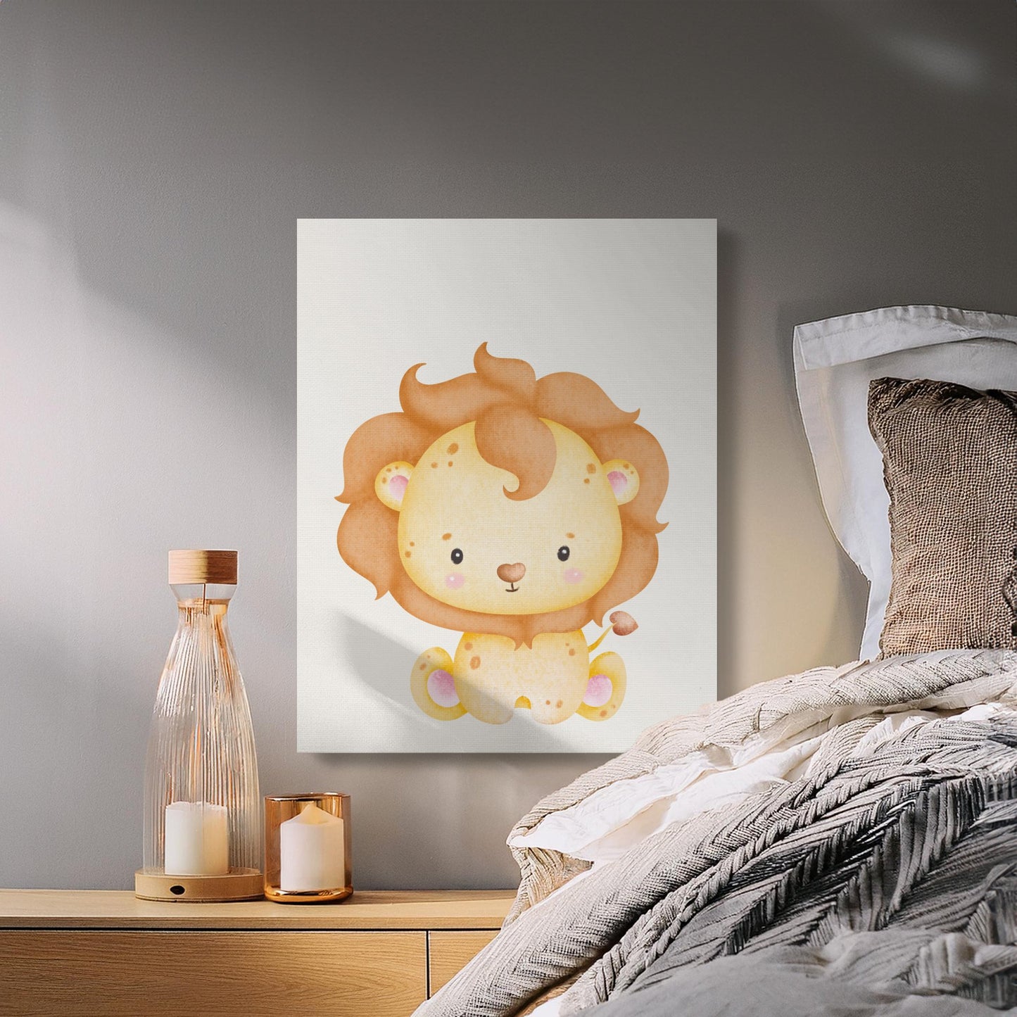 Premium Poster of Adorable Lion Cartoon Nursery Wall Art Canvas Wraps